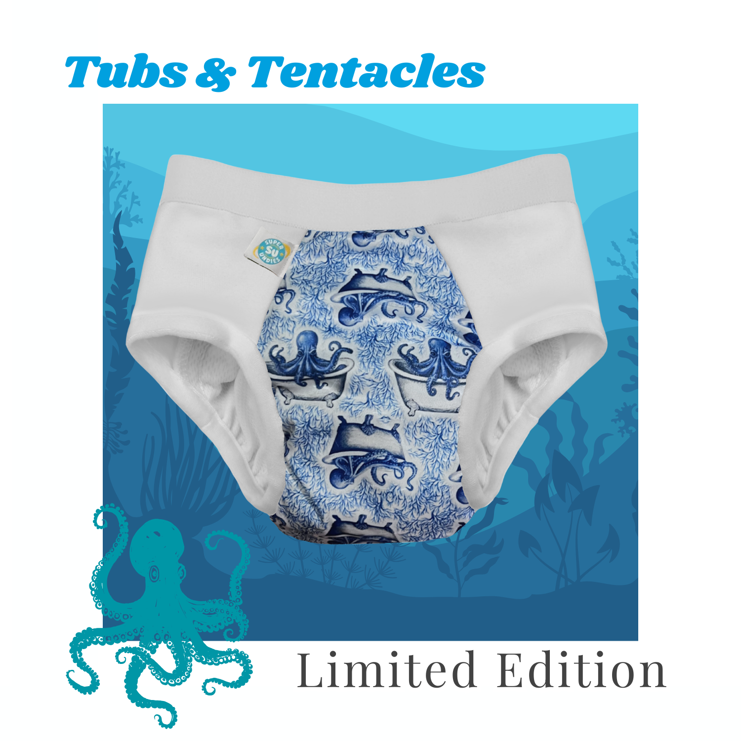 The Pull-On Tubs and Tentacles 3-in-1 Diapers for Big Kids.