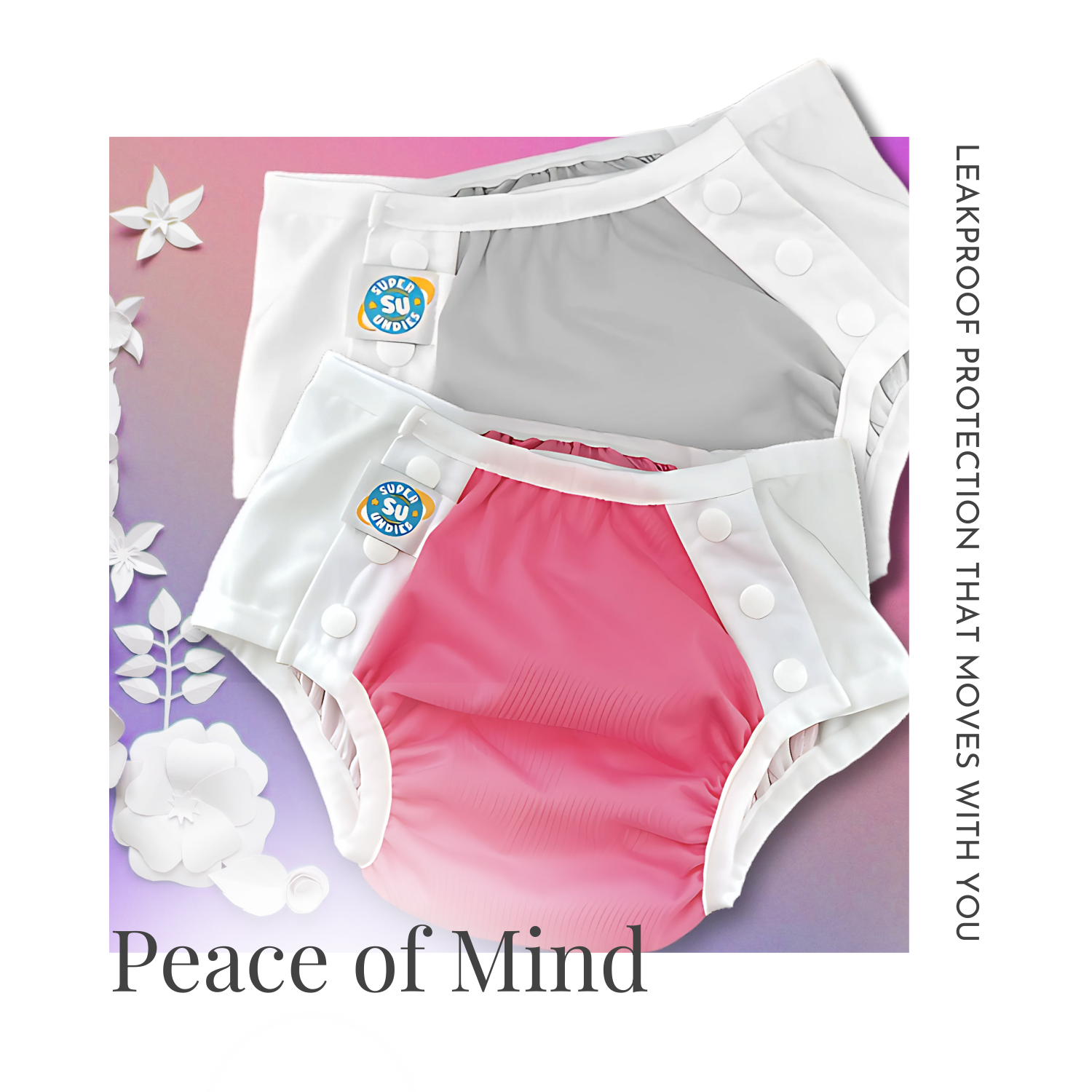 Super Undies 3-in-1 Diapers for Big Kids - Set of 5 Diapers, 3 Liners