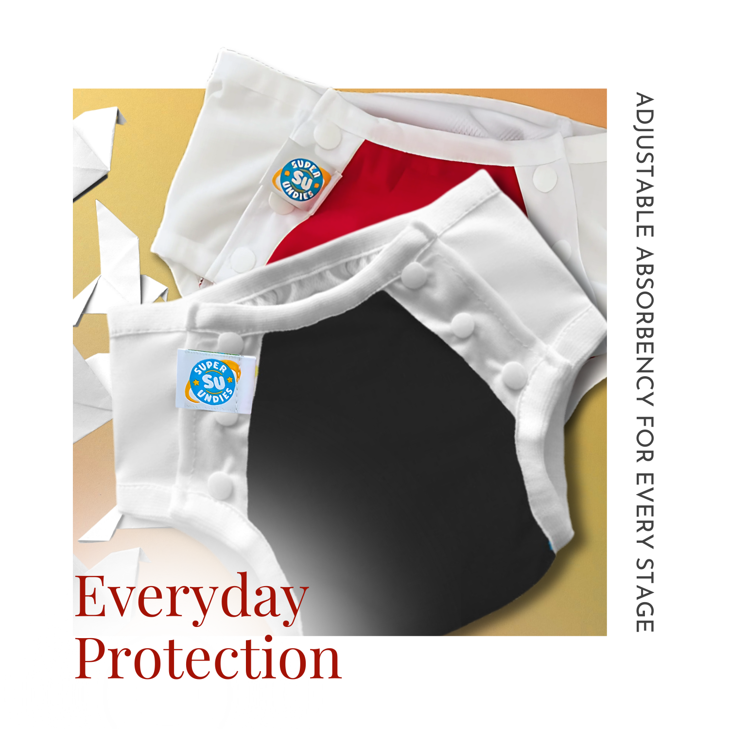 A Variety Pack of 3-in-1 Diapers for Big Kids.