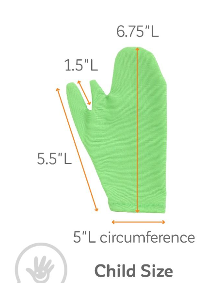 An infographic with the dimensions of the Pointer Finger Isolator.