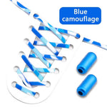 The Blue Camouflage Twist Metal Buckle Round No-Tie Elastic Shoelaces.