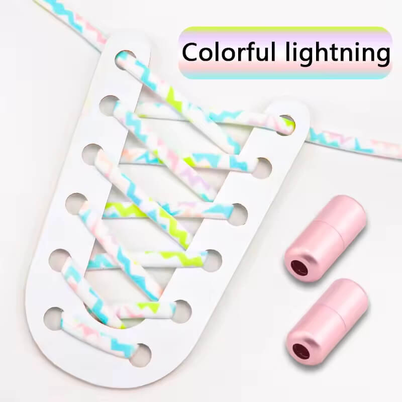 The Colorful Lightning  Twist Metal Buckle Round No-Tie Elastic Shoelaces.