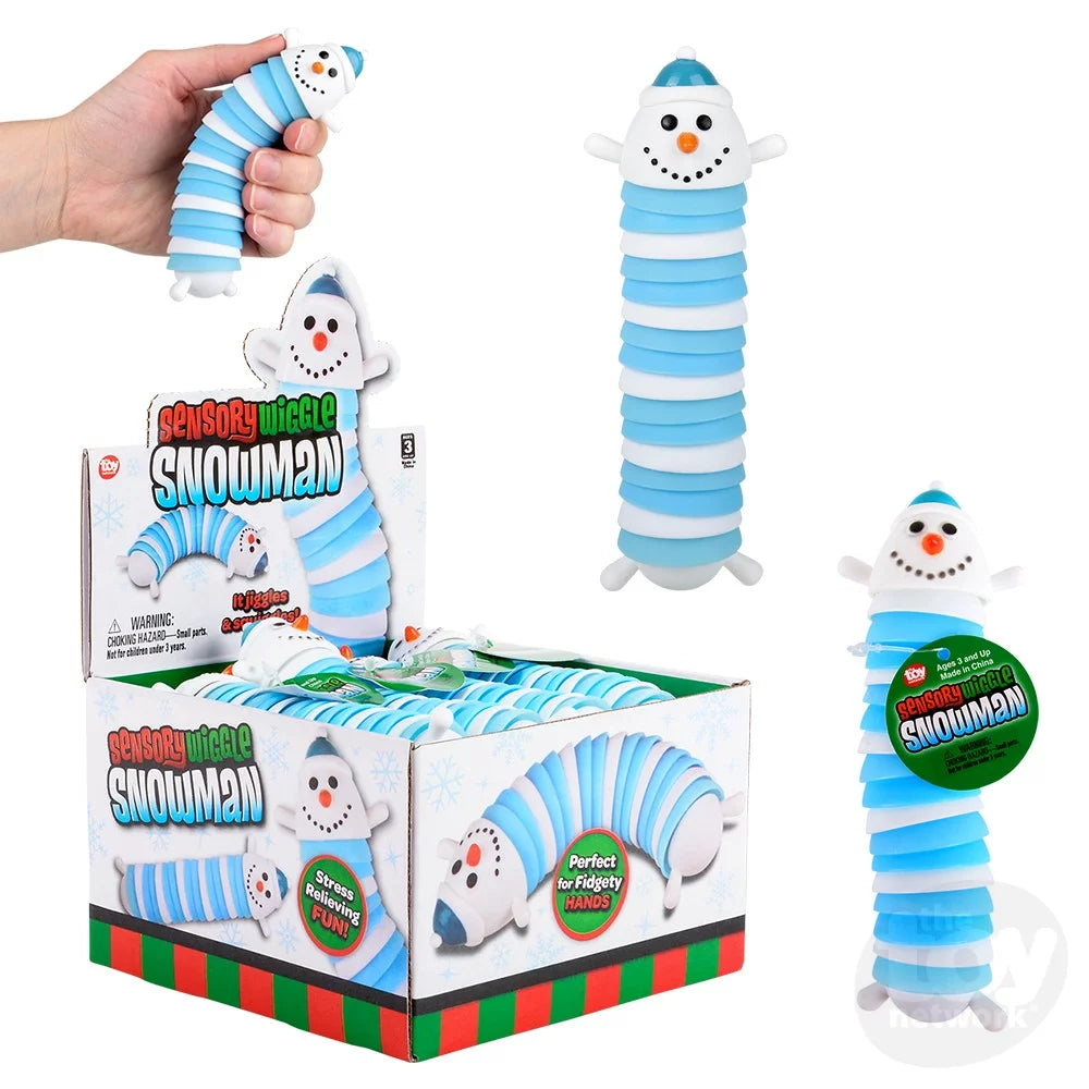 The display box for the Sensory Wiggle Snowman Fidget.