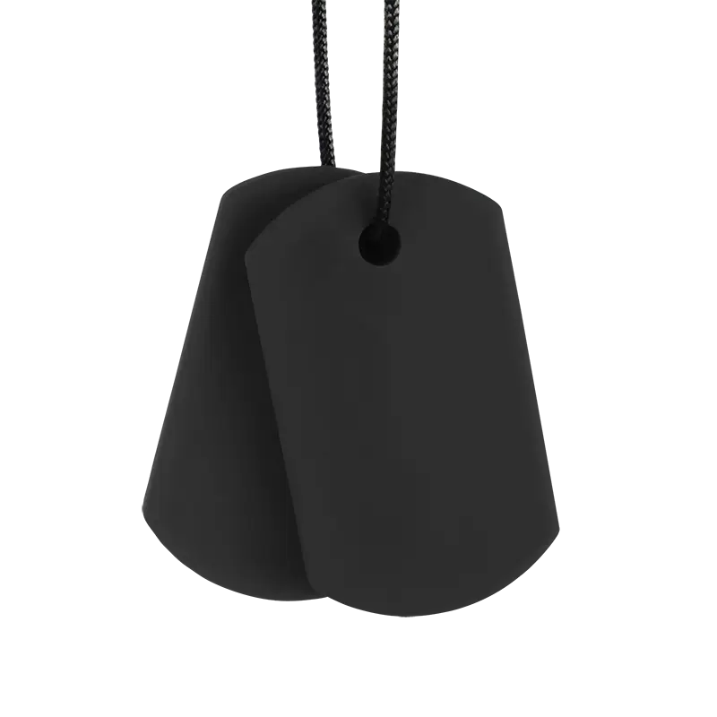 The Black XT/Medium ARK Dog Tag Chewable Necklace.
