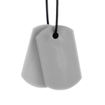 The Light Grey Standard/Softest ARK Dog Tag Chewable Necklace.