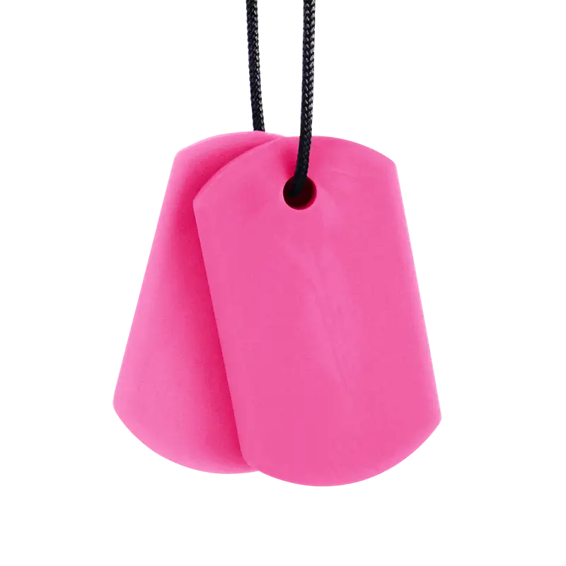 The Hot Pink XT/Medium ARK Chewable Dog Tag Necklace.