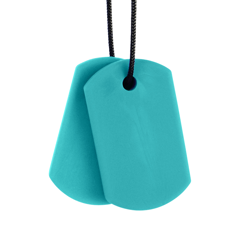 The Teal XT/Medium ARK Dog Tag Chewable Necklace.