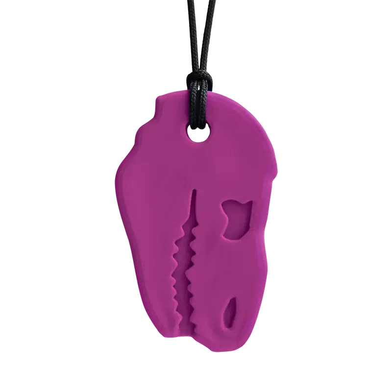 The ARK Dino-Bite Chew Necklace, Magenta, Standard.