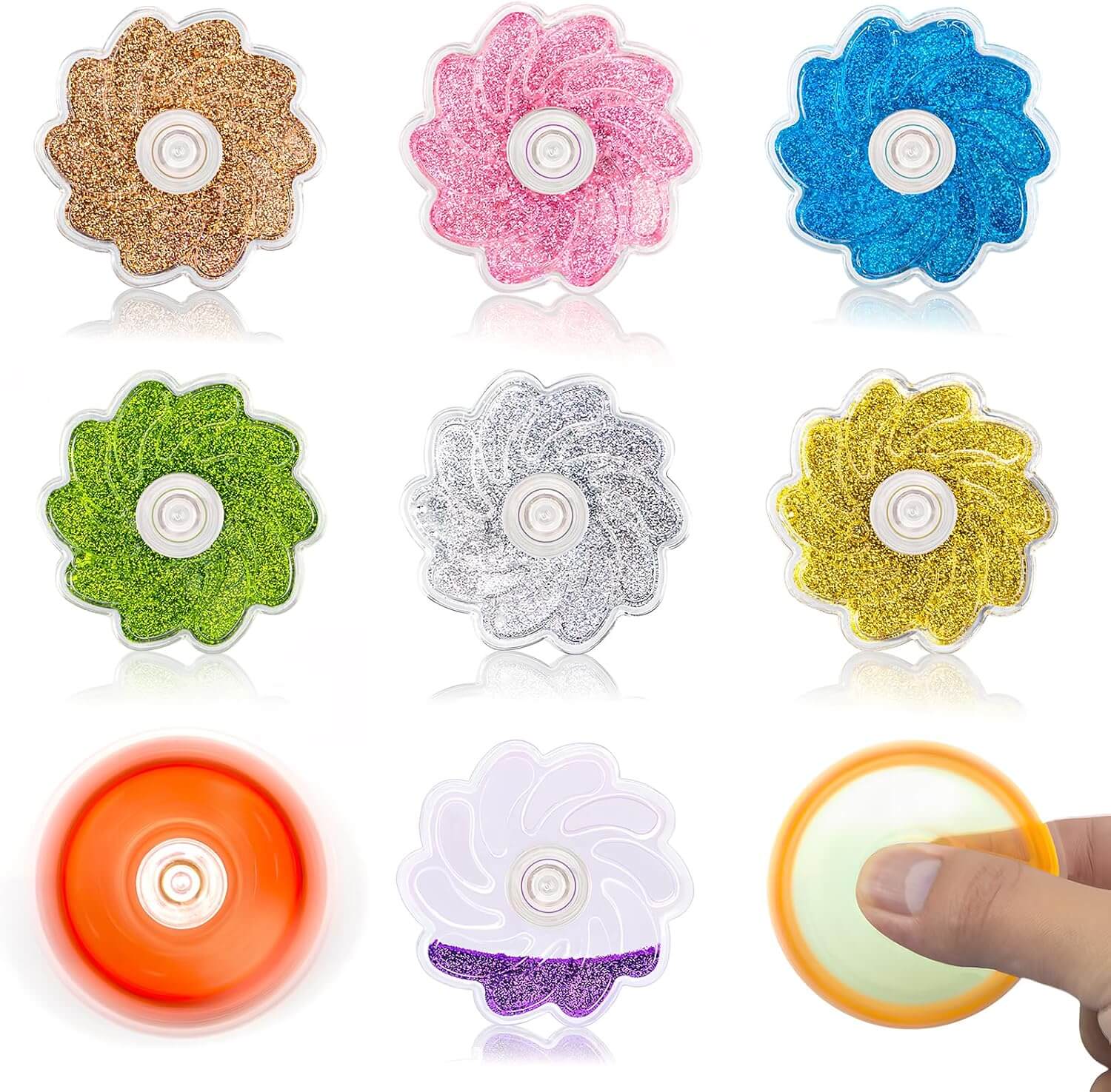The Glitter Petals Fidget Spinners.