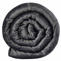 The grey Antimicrobial Plush Mink Weighted Blanket 12 lb rolled up.
