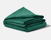 The green Gravity Cooling Weighted Blanket (20 lbs).