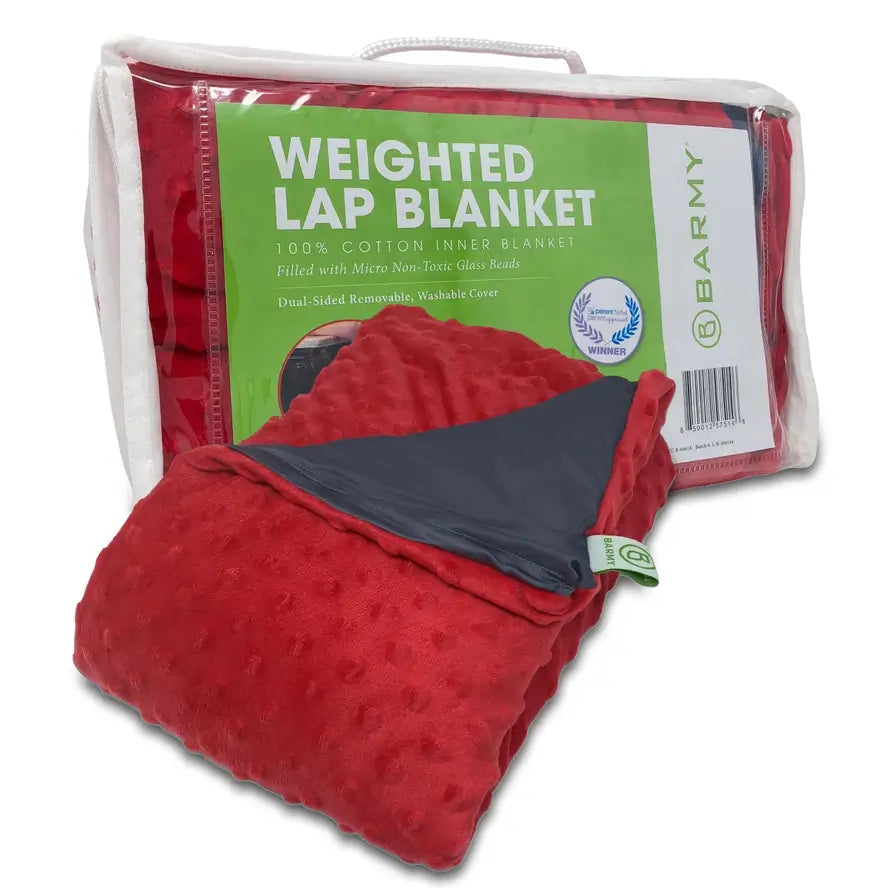 The Barmy Weighted Lap Pad in Red, 5 lbs.