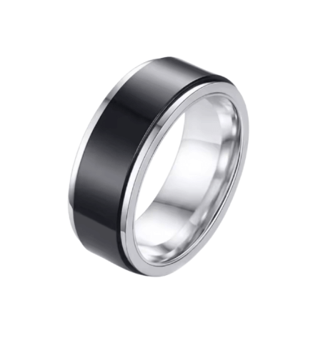 The black 6mm Stainless Steel Spinner  Fidget Ring.