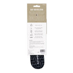 The back of the packaging for Black Large Flat Socks.