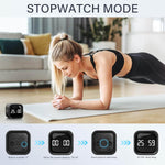 An infographic demonstrating how to use the stopwatch mode on the Gravity Cube Flipping Digital Timer.