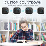 An infographic showing how to set a custom countdown on the Gravity Cube Flipping Digital Timer.