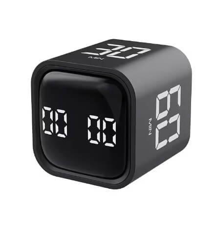 Black Gravity Cube Flipping Digital Timer.