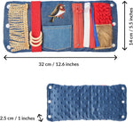 The dimensions for the Blue Fidget Wrist Cuff.