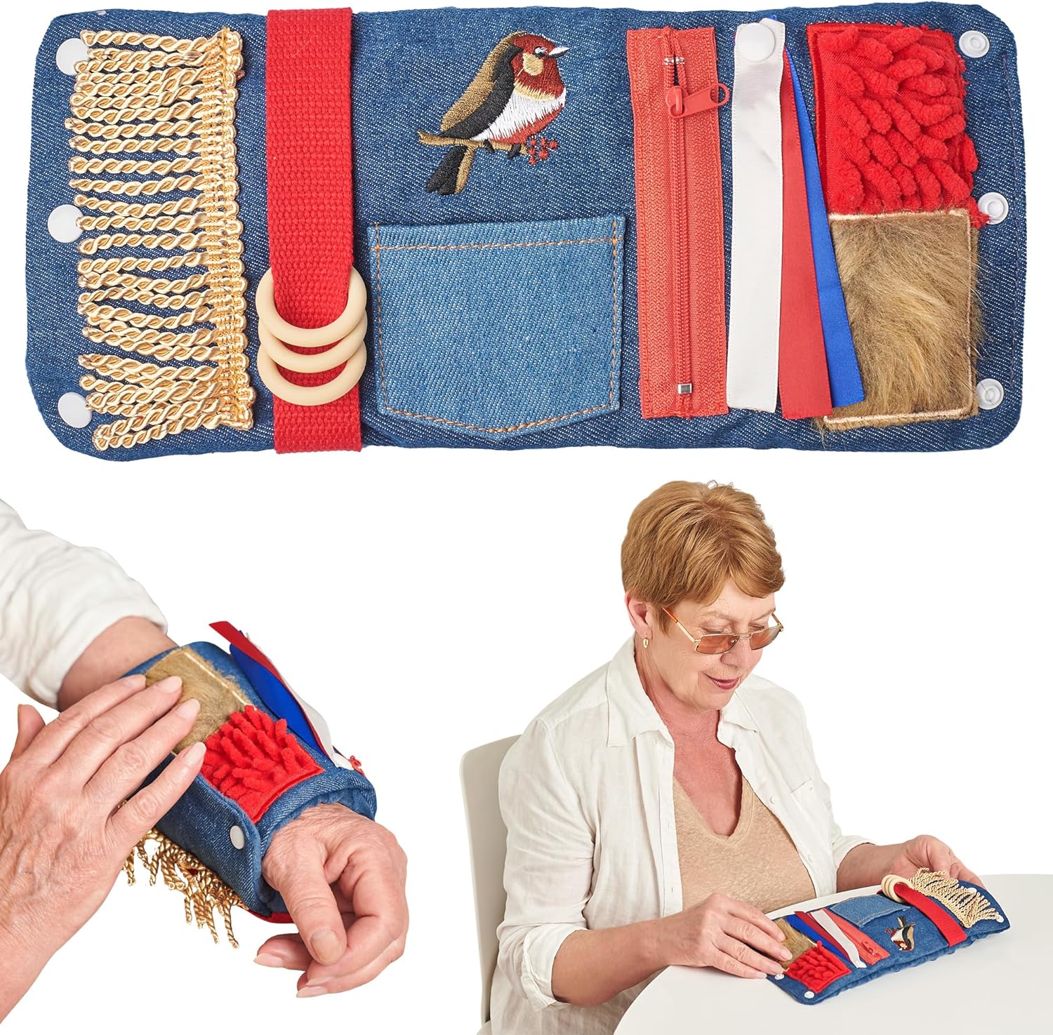 The Blue Fidget Wrist Cuff.