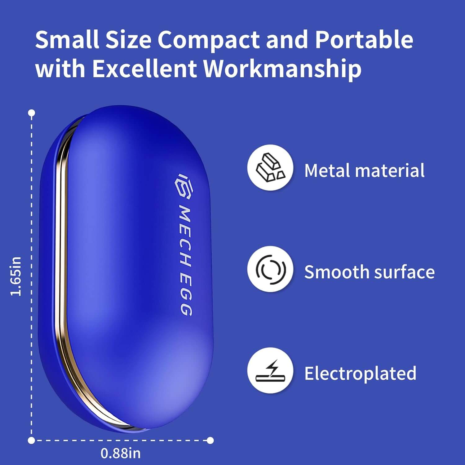 An infographic showing the dimensions of the blue Mech Egg Mechanical Fidget Slider