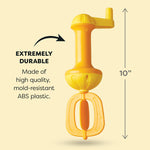 An infographic showing the 10" dimensions of the Bubble Bath Whisk in Yellow.