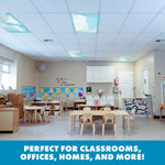 Calming Clouds Light Filters are perfect for classrooms, offices, homes and more.