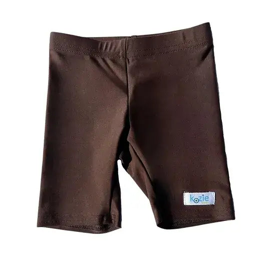 Chocolate Kozie 4-Way Nylon Unisex Sensory Compression Shorts.