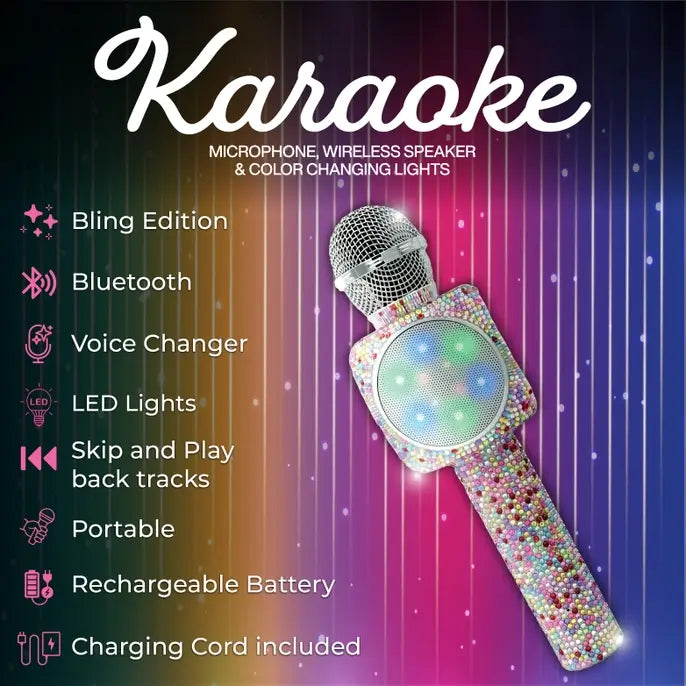 Confetti Bling Karaoke Mic & Bluetooth Speaker.