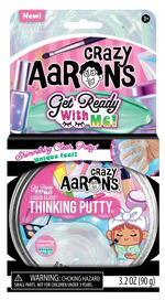 The product package for Crazy Aaron's 4" Get Ready With Me Thinking Putty.