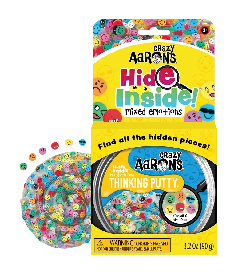 The product package for Crazy Aaron's Mixed Emotions 4" Thinking Putty.