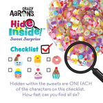 An infographic depicting the Sweet Surprise Checklist of items hidden in the Thinking Putty.
