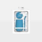 The EZPZ Blue Cup + Straw System for Toddlers in its product packaging.