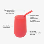 The features of the EZPZ Coral Cup + Straw System for Toddlers.