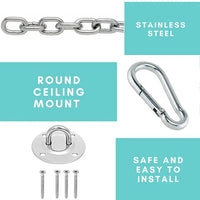 An infographic showing the components of the Round Hammock Chair Indoor Mount Kit.