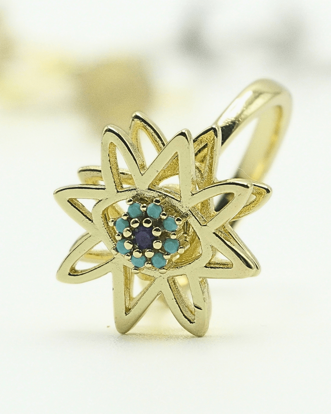 The Dainty Evil Eye Flower Spinner in Solid Copper.