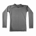 Dark Grey Kozie 4-Way Nylon Long Sleeve Plain and Simple Compression Top.