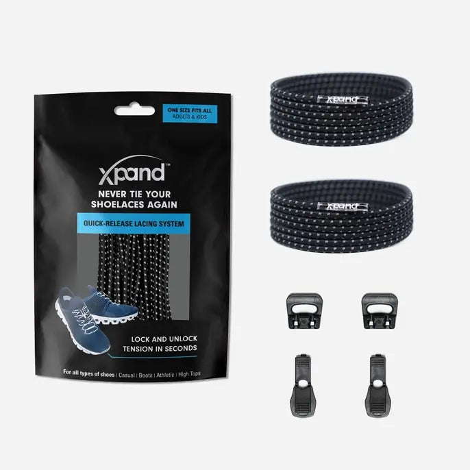 The Reflective Black Xpand Quick-Release Round Shoe Laces.