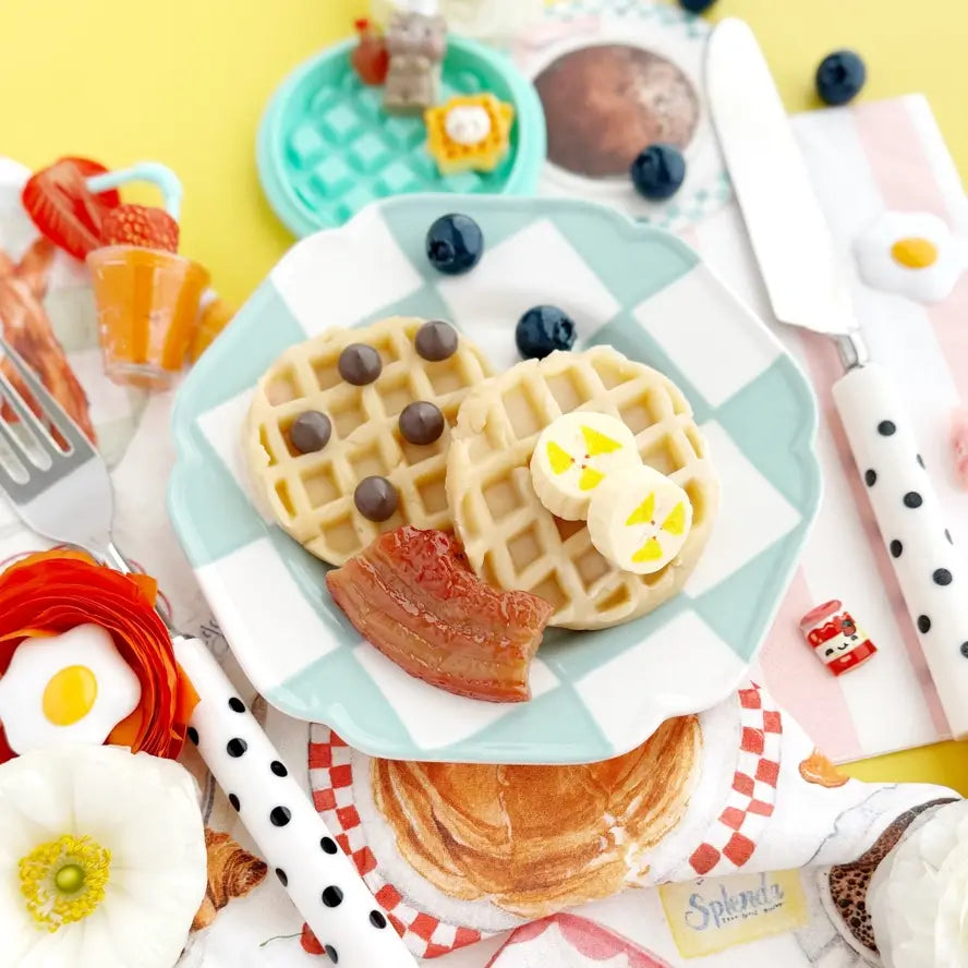 A breakfast scene made from the Sunny Side Diner Pancakes and Syrup Scented KidDough Play Kit 8 oz.