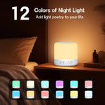 An infographic demonstrating the different hues that light up on the Easysleep White Noise Sound Machine.