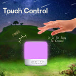 An infographic demonstrating the touch control of the Easysleep White Noise Sound Machine.