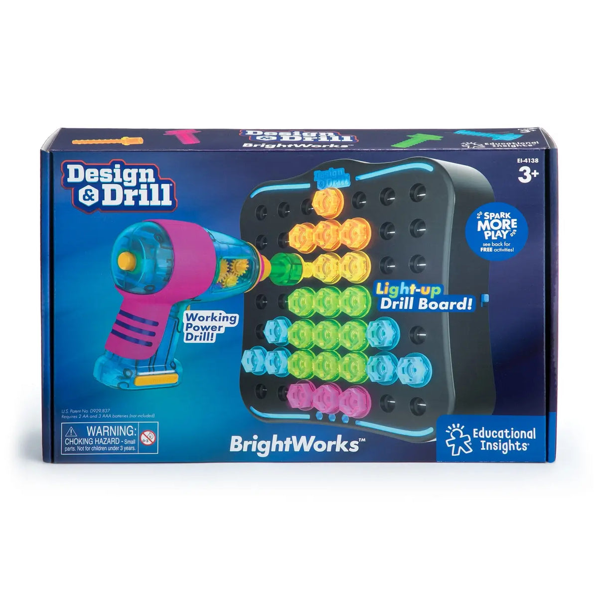 The front of the product box for the Design & Drill BrightWorks STEM Construction Toy.