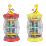 My First Rainstick in red and yellow with two cartoon giraffe graphics on top.