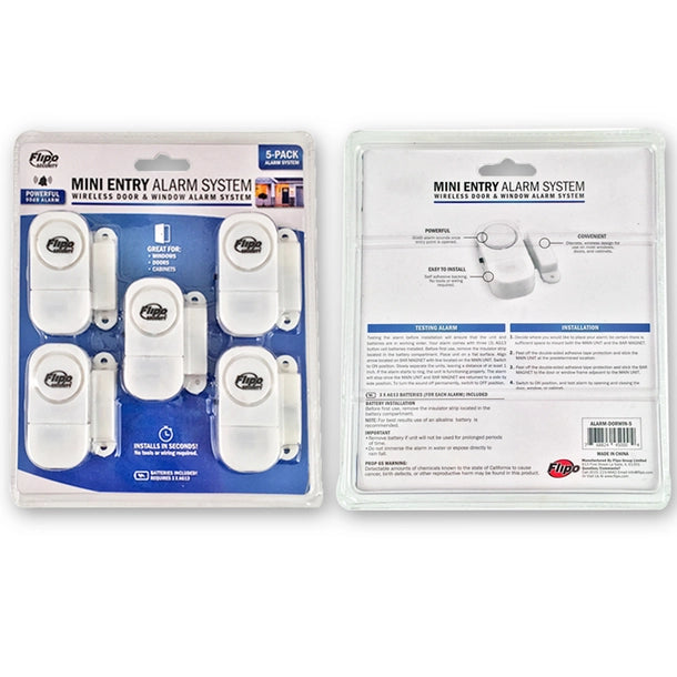 The product package for the Mini Entry Alarm System.