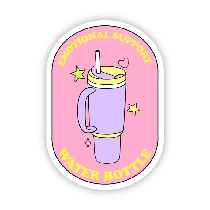 Emotional Support Water Bottle Vinyl 3" Sticker.