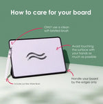 An infographic about the care of the Buddha Board Enso.