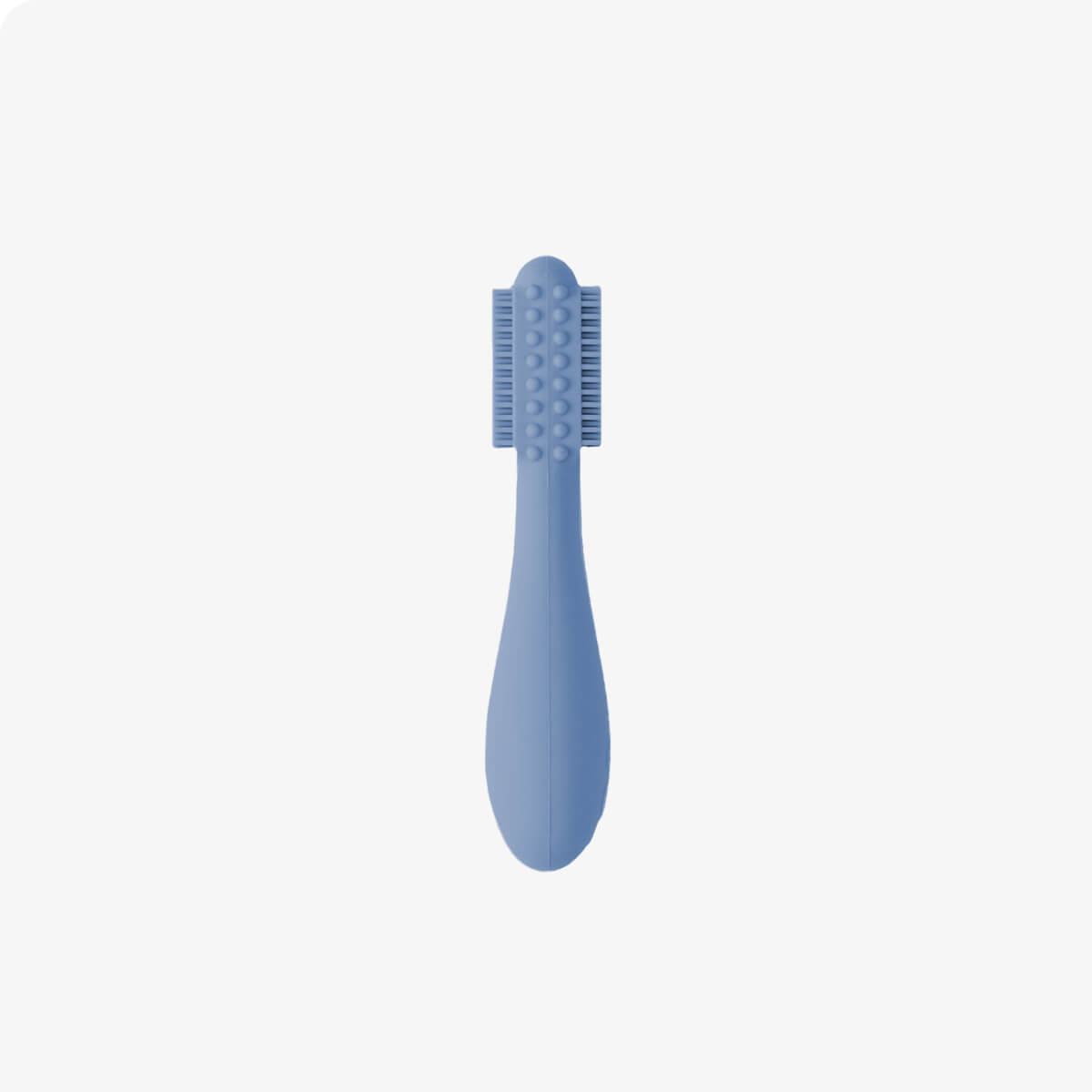 The back of the Indigo ezpz Baby-Led Toothbrush.