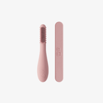 The Blush ezpz Baby-Led Toothbrush and Tongue Depressor Combo.