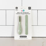 The Sage ezpz Baby-Led Toothbrush and Tongue Depressor Combo in its product package.