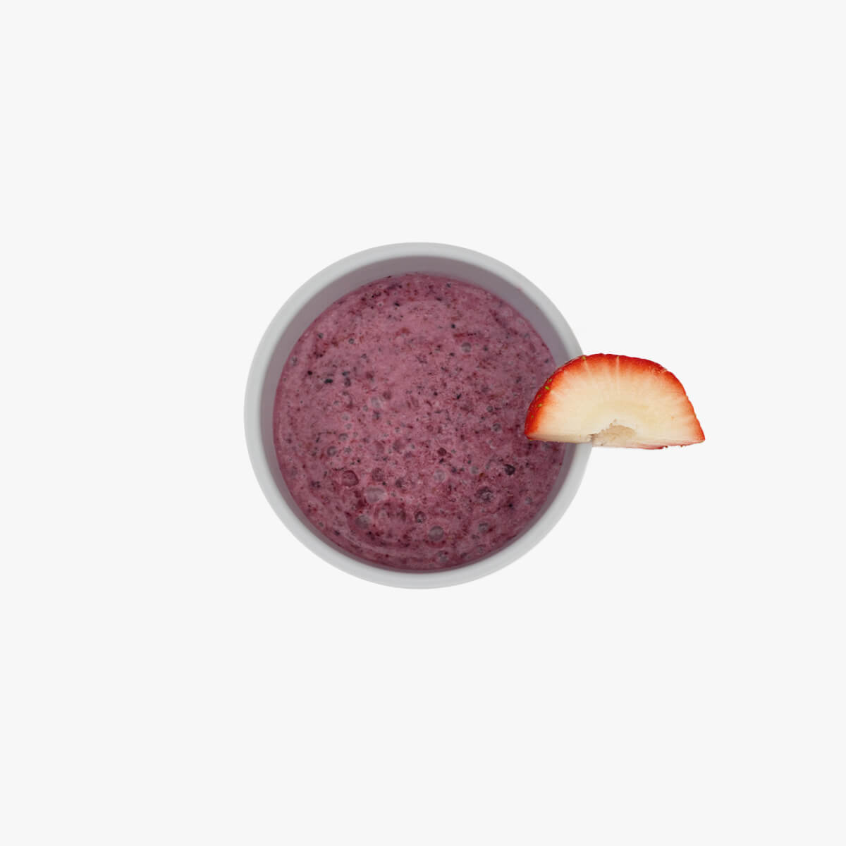 A look down at the purple smoothie in the Pewter 14 oz Cup + Lid.