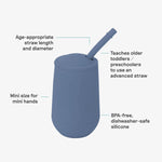 Features of the Indigo Happy Cup and Straw System for Toddlers.